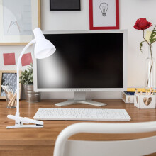 HOMEMAXS White Clipon Night Studying Lamp for Home Use Durable ABS Material with Cozy LED Light 1pc