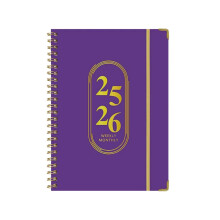 Agenda giornaliera 2025-2026, calendario accademico con copertina rigida, linguette, spazio per appunti e layout settimanali/mensili (16 x 21,3 cm).