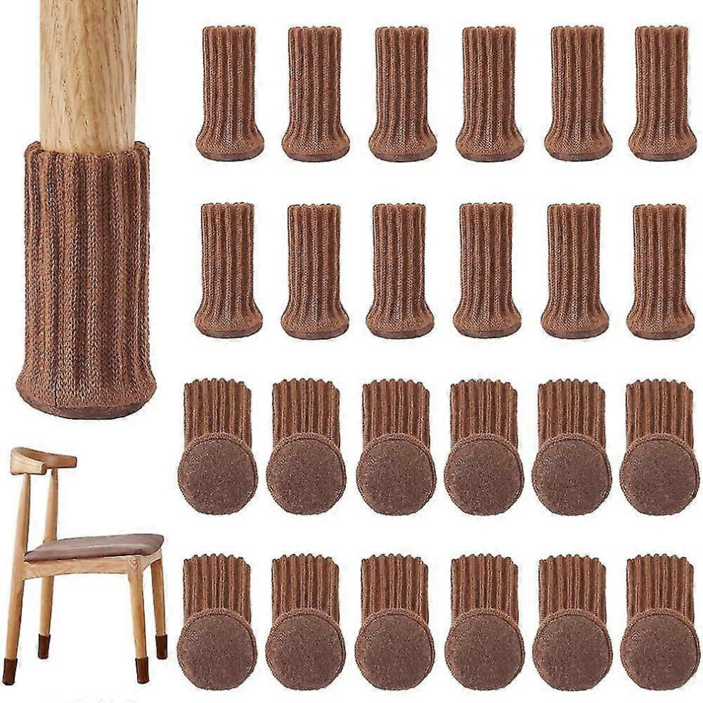 24Pcs Chair Socks Furniture Socks Non-Slip Elastic Chair Leg Feet Socks Covers, Knitted Furniture Pads For Furniture Feet Girth From 3" To 5" 9044386843357