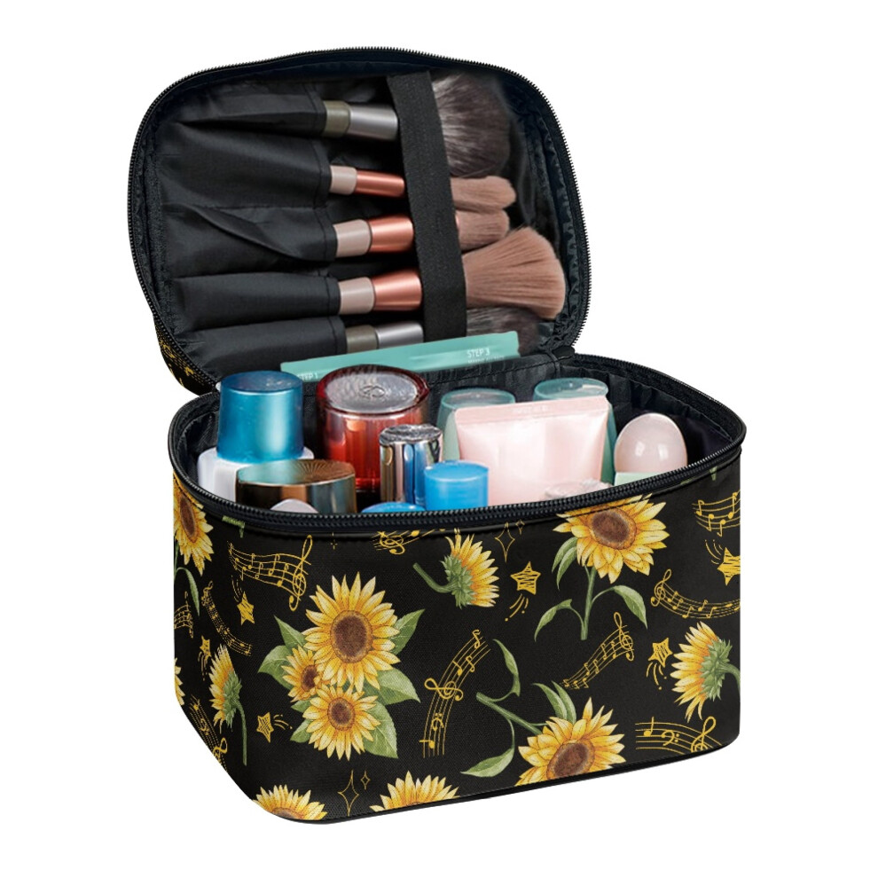 Polyester Large Cosmetic Travel Bag with Brush Holder Large Capacity Cosmetic Bags Brush Slots Airport Airline Vacation Organization Multifunctional