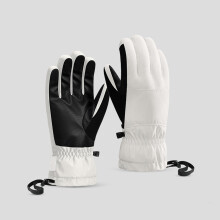 New Unisex Ski Gloves - Outdoor Sports Windproof Warm Sheepskin Palm Non-Slip Water-Repellent - White S