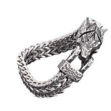 Bracelet punk loup/serpent pour homme, style gothique, maille ajourée, bijou animal, accessoire original inspiré de la mythologie nordique