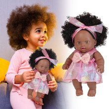 8" Realistic Black Baby Doll with Curly Hair, Flexible Joints & Changeable Outfits – Educational Empathy Toy for Girls 3–6 – Compatible with