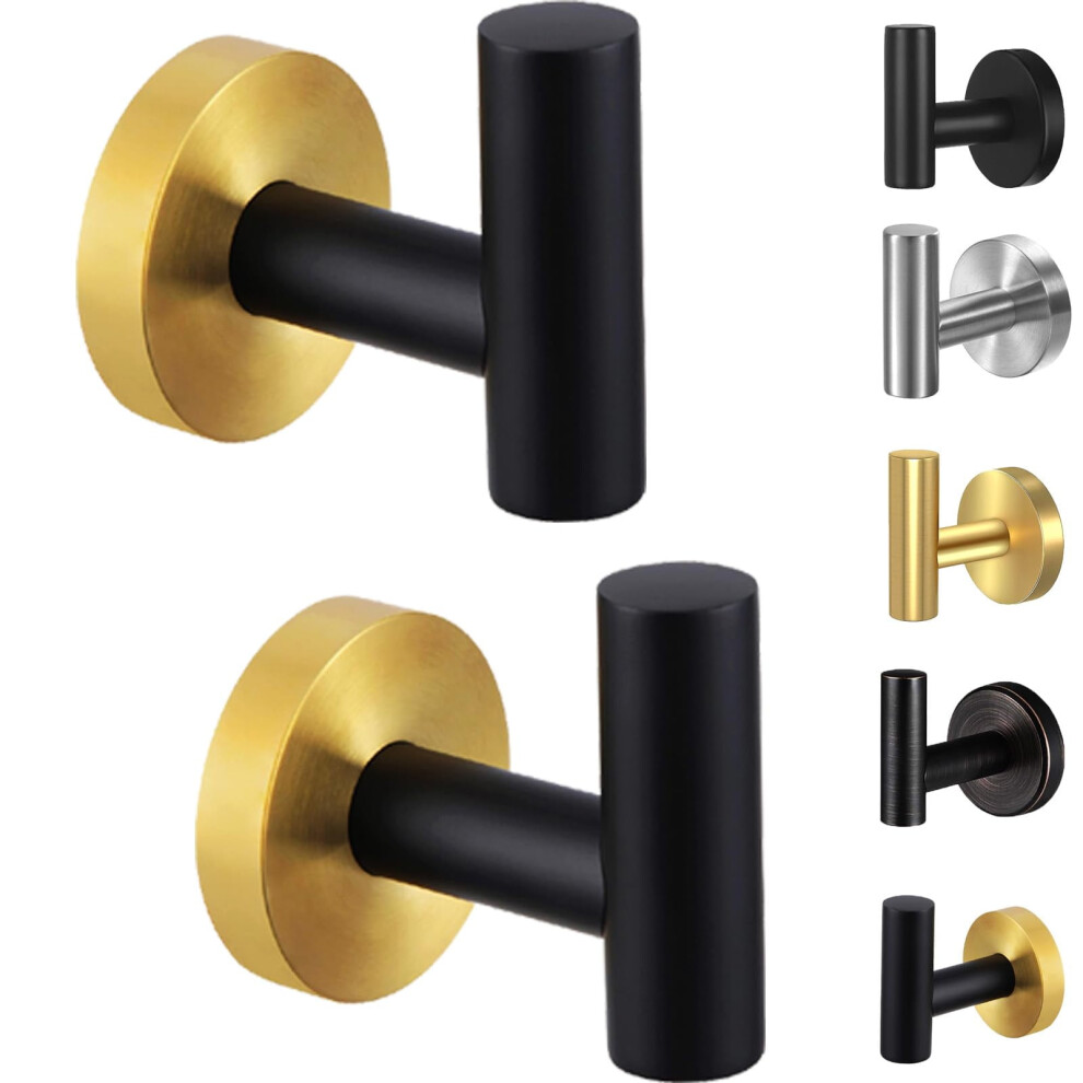 Towel Hooks For Bathroom,6 Packs Wall Mount Towel Holder,Black Matte Wall Robe Hook,Stainless Steel Heavy Duty Door Hanger Towel Hook 9044386844033