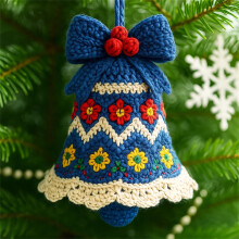 DIY Crochet Christmas Bell Ornament Kit – Complete Beginner Kit with Yarn & Instructions, Hand-Knitted Xmas Bell Decoration