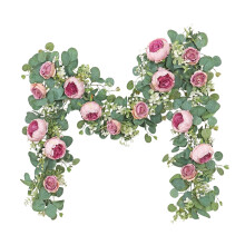 6ft Artificial Eucalyptus Garland with Roses and Peonies