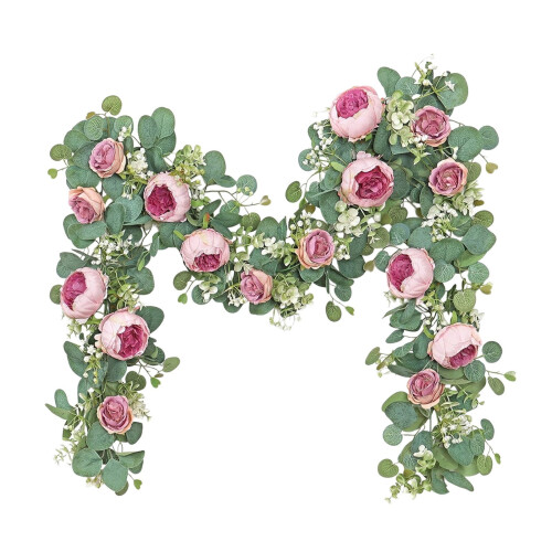 6ft Artificial Eucalyptus Garland with Roses and Peonies