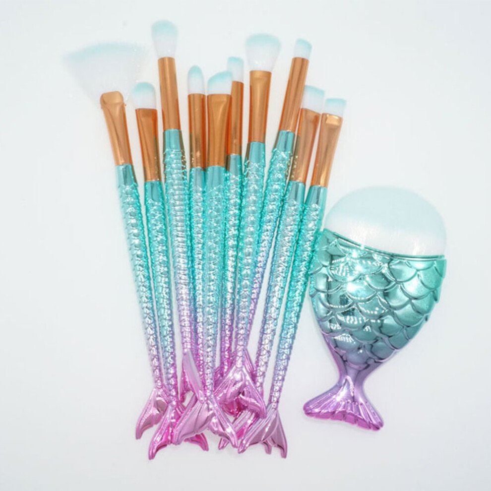 Dachuang Beauty (With A Fish Brush) Mermaid Makeup Brush Set - Powder & Eyeshadow