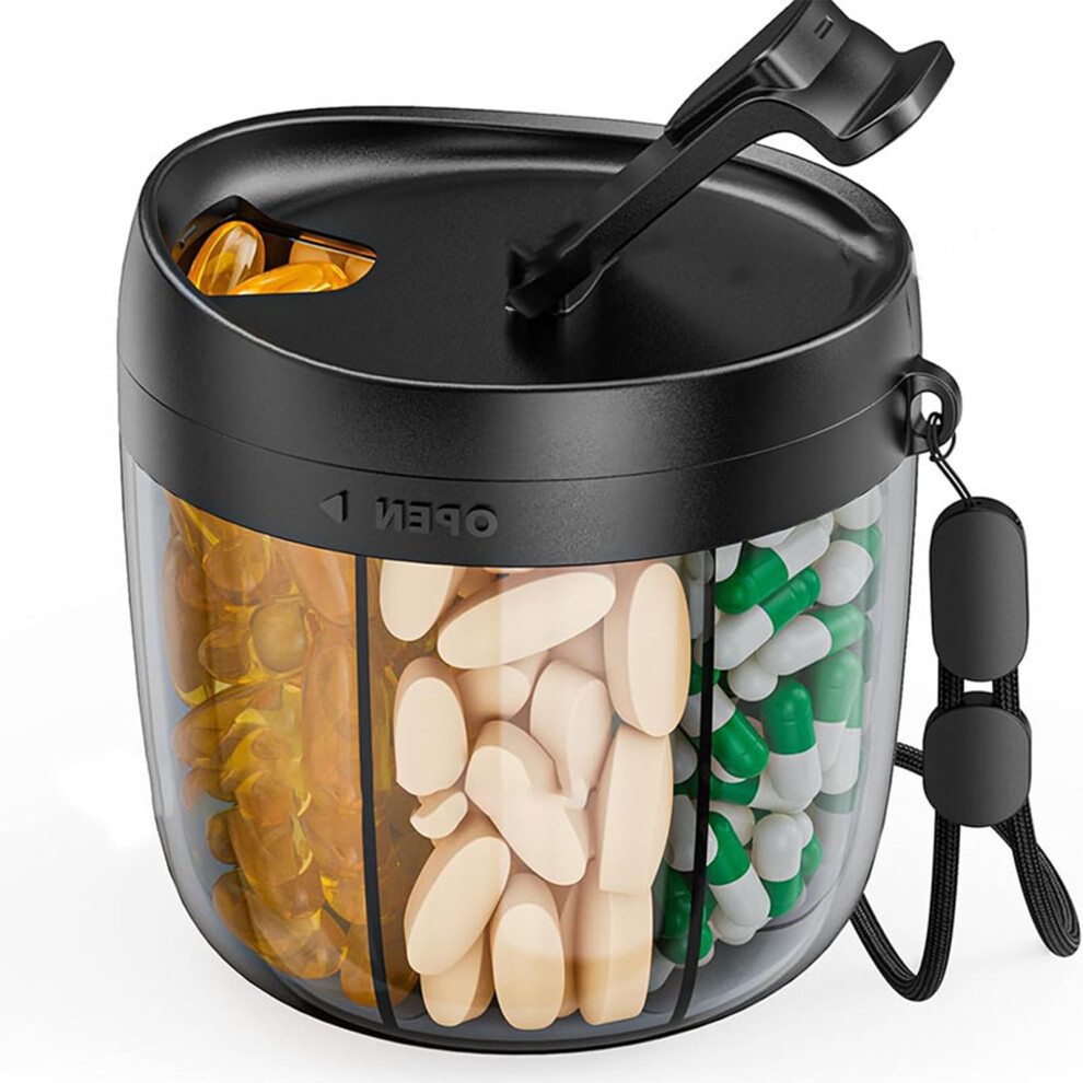 Portable pill organizer with dose control and lightweight