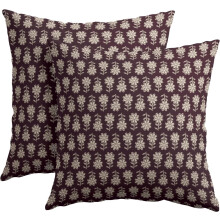 Lot de 2 housses de coussin carrées vintage 40x40 cm bordeaux à motifs floraux, imprimé neutre, pour canapé et décoration intérieure
