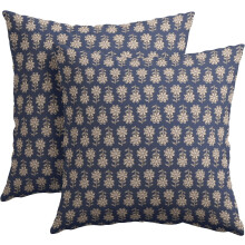 Housses de coussin vintage 45 x 45 cm, imprimé floral bleu marine (lot de 2), housses de coussin décoratives neutres pour canapé d'extérieur