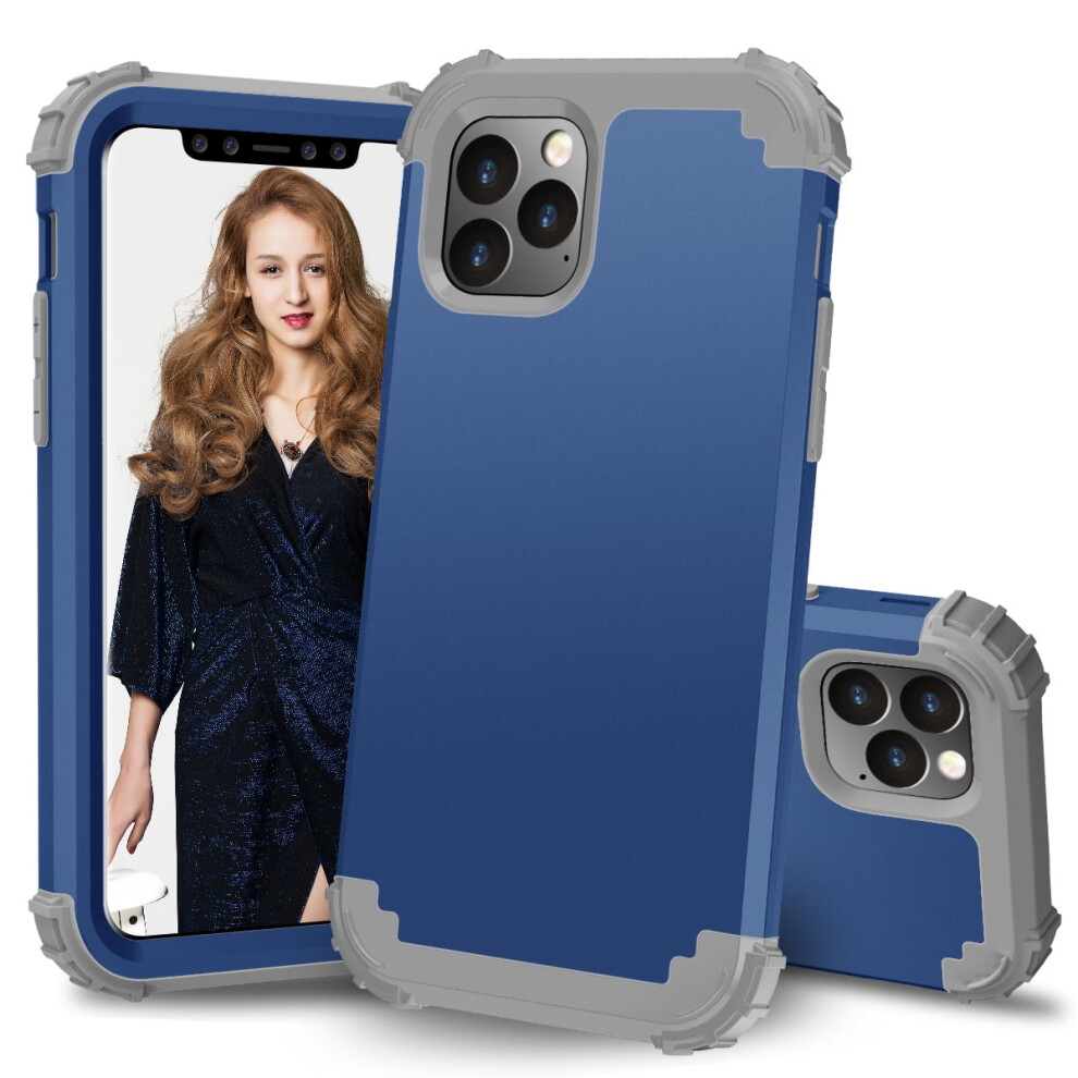 Compatible With Iphone 11 Pro Max 6.5" Case Â 3-In-1 Hybrid Pc+Silicone Rugged Defender Armor, Shockproof & Anti-Scratch, Dark Blue 9130661164863