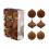 6 Pcs Flocked Christmas Balls, 8 cm, Brown 1