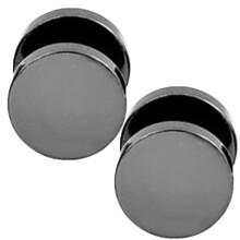 Men Cool Punk Round Black Stainless Steel Ear Stud Piercing Earrings 3mm - 14mm