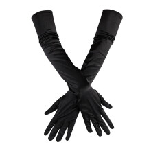 2024 Trendy Women's Satin Opera Gloves, Elbow-Length Bridal Dance Gloves, Black, One Size, Compatible with 1920s Style