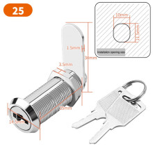 Zinc Alloy Cam Lock for Cabinets,Mailboxes,File Drawers,Secure Small Lock with 2 Keys (Multiple Sizes)