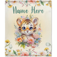 Lovely Deer Floral Personalized Blanket with Name – Soft, Cozy, Lightweight Throw for Couch/Bed – Unisex X-Small (40"x30") – Compatible with