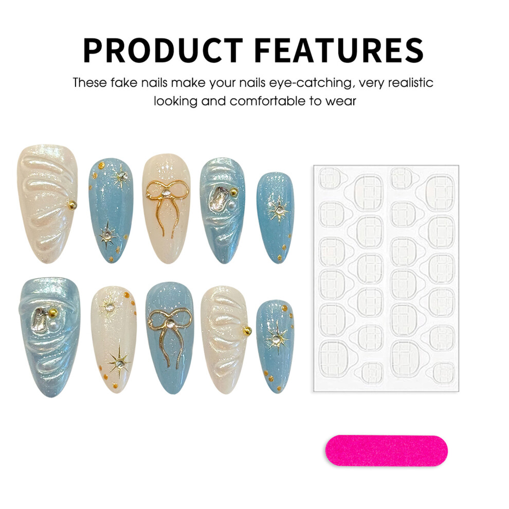 Creation-3C (Xs) 10Pcs Almond Press-On Nails With Rhinestones & Glitter