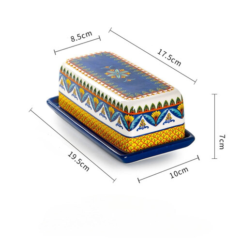 Ceramic Lid Butter Dish Unique Pattern Design Cheese Organiser for Kitchen 1