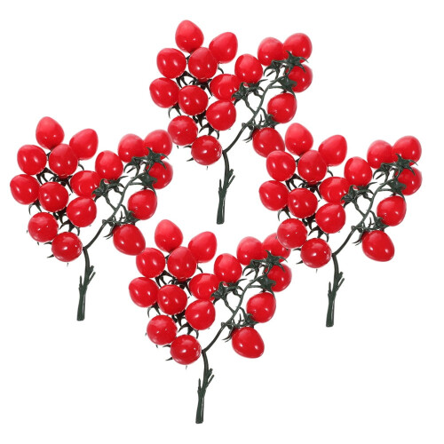 4pcs Simulation Cherry Tomatoes Home Kitchen Cherry Tomatoes Props Fruit Cherry Tomato