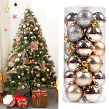 24PCS 40mm Multi-Color Electroplated Christmas Ball Ornaments, Plastic Hanging Baubles for Xmas Tree Home Party Decor