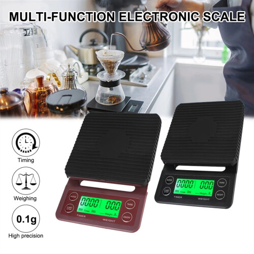 Balance de cuisine avec minuteur, écran LCD rétroéclairé, précision de 0,1 g 2