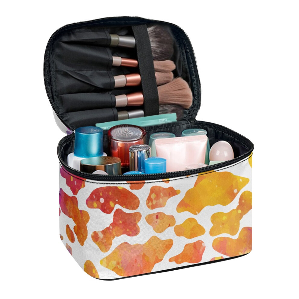 Makeup Brush Holder Storage Portable Traveling Portable Makeup Bag Golden Cow Print Pattern Personalized Gifts for Bridesmaid