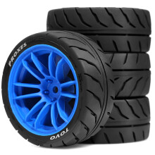 4 Stuks 68 mm Rubberen Banden, 12 mm Zeskant voor TT01 TT02 TA06 XV01 XV02 PTG-2 1/10 RC-Raceauto-Upgradeonderdelen D