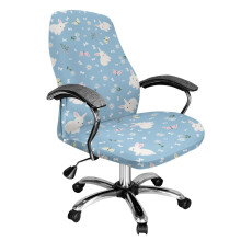 Light Blue Cartoon Rabbit Chair Cover, Dustproof & Soft Fit, Universal Rotating Desk Chair Slipcover with Snap Button, L, Compatible with Most Chairs
