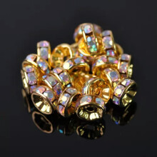 Cuentas espaciadoras sueltas de cristal checo con diamantes de imitación en forma de rondel al por mayor, 4/5/6/8/10/12 mm - #25 Oro AB-4 mm (100