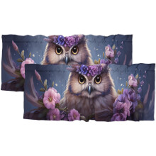 Watercolor Purple Pink Owl Flower Window Valance Rod Pocket