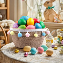 Easter Basket, Easter Baskets for Kids, Empty Bunny Egg Basket, Easter Baskets for Boys, Girls, Toddler, Babies, Infant Easter Gifts Basket