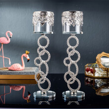 2pcs Crystal Candle Holder Set, Suitable for Tabletop Decoration and Housewarming Gift