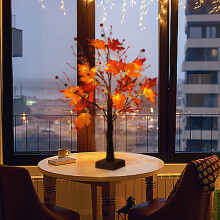 LED Light Red Fruit Maple Leaf Tree - Thanksgiving Festival Decoration for Indoor or Party