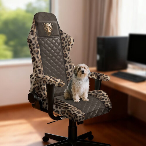 Leopard Print Gaming Chair Cover Breathable Removable 2 1