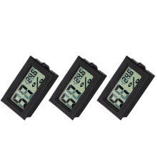 3Pcs Indoor Thermometer Hygrometer ABS Black