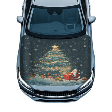Husă de capotă auto din poliester rezistentă la vânt, în formă de brad de Crăciun, cu elastic – Compatibilă cu majoritatea SUV-urilor,