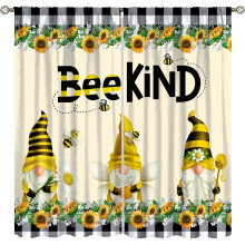 Rideaux enfant tournesol, motif mignon de gnome et abeille, jardin d'été et tournesols, pour chambres de garçons et filles, salon, 107 x 160 cm,