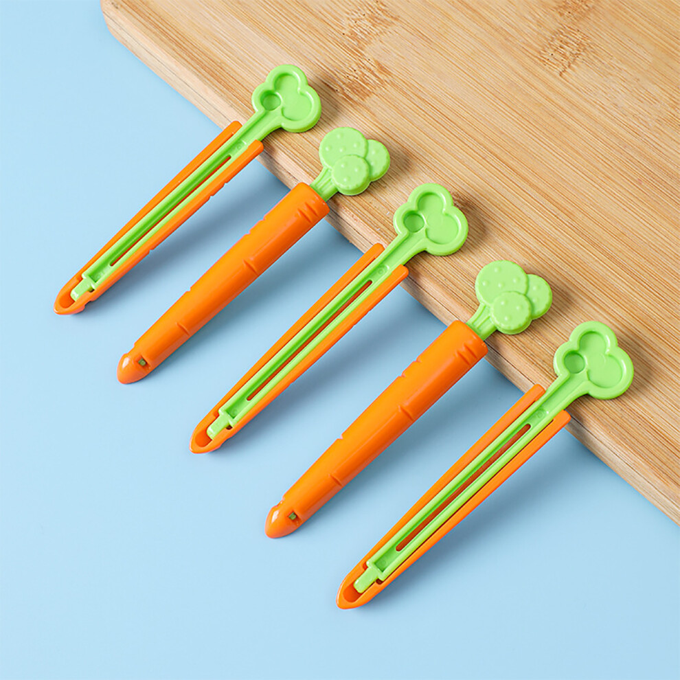 5Pcs Food Sealing Clamp Set, Carrot Shape, Reusable, Magnet Box 8471393360415