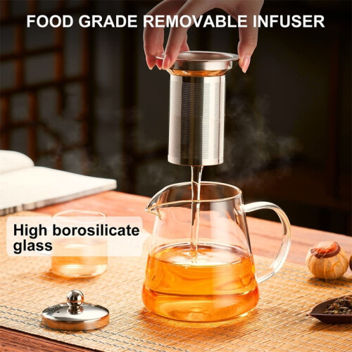 Glass Teapot Borosilicate Heat Resistant 1 Pc 2