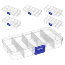 6-dielna priehľadná plastová organizérka s nastaviteľnými prepážkami na korálky, DIY remeslá, šperky a malé súčiastky – kompatibilná
