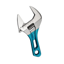 Adjustable Carbon Steel Wrench - Wide Jaw Short Handle for Secure Plumbing Fixes Industrial Use