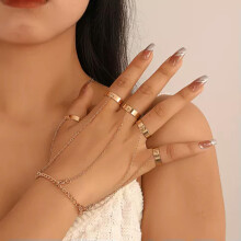 925 Silver Women Bracelet Bangle Cuff Finger Rings Harness Hand Chain Jewelry-#7