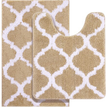 Ensemble de 2 tapis de salle de bain en microfibre : tapis de douche antidérapant et tapis de toilette en forme de U, lavable en machine, absorbant
