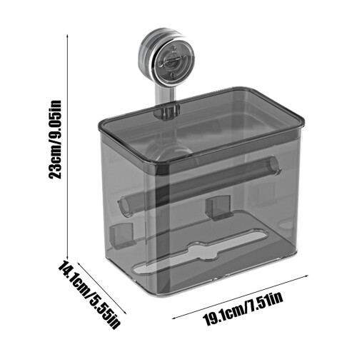 Grey suction cup toilet paper holder wall-mounted no-drill 2