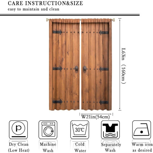 Barn Door Curtains Rustic Brown 42x63 in 1