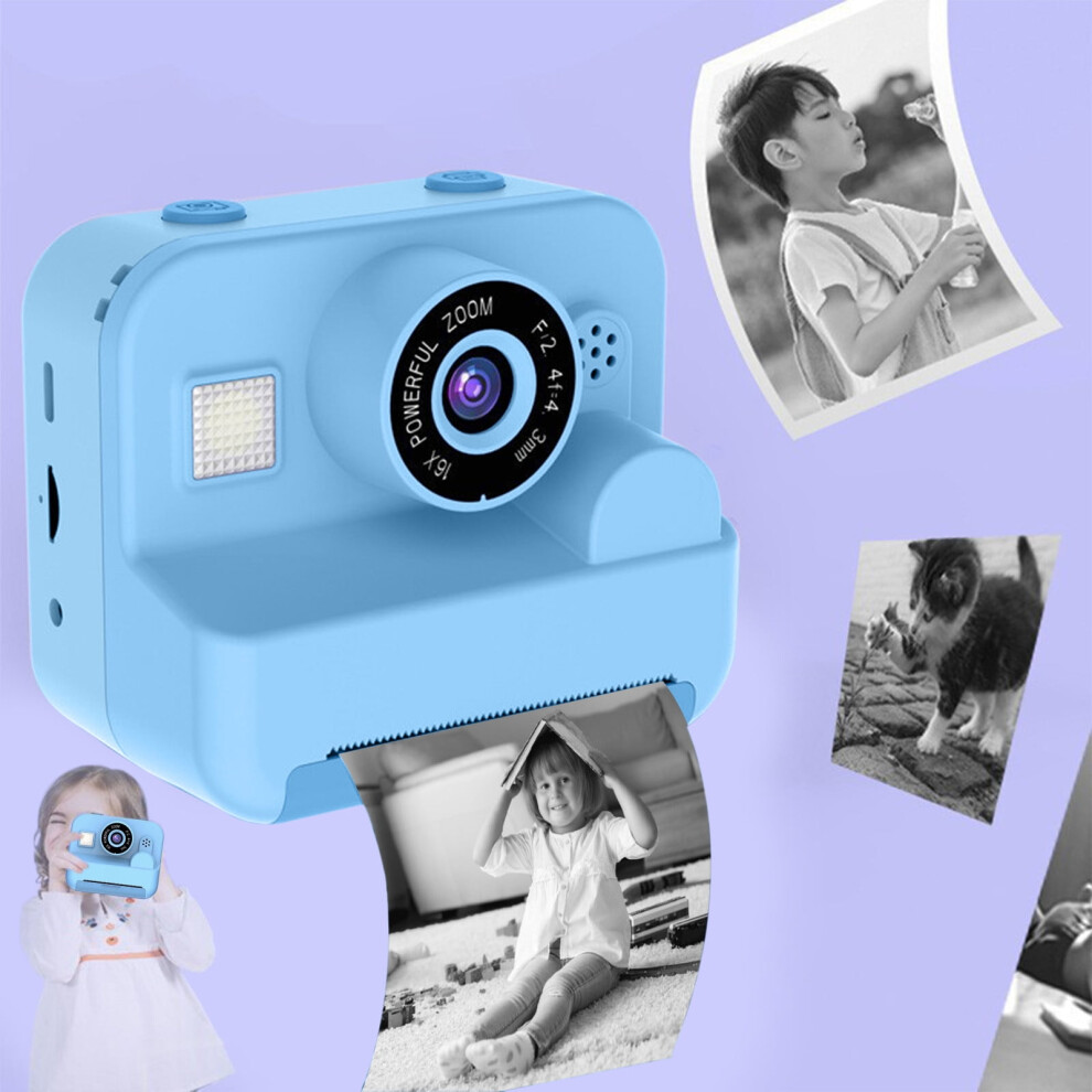 Instant Print Camera With 24Mp Hd Lens, 2.4-Inch Screen, Dual-Camera, Flash, Diy Filters, Portable For Fun Photography And Memories Sky Blue 9087558652449