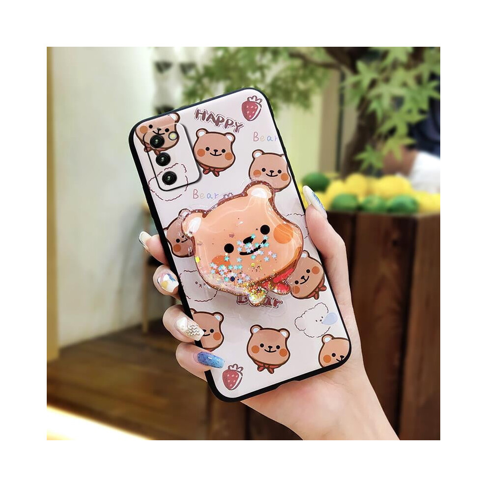 Cute Kickstand Phone Case For Samsung Galaxy A03s (Sm-A037f) Asian Version – Glitter Quicksand Tpu, Anti-Knock, Dirt-Resistant, Rotatable Stand 9087558663681