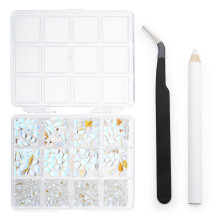 (Aurora) Shiny Nail Rhinestones Kit with Storage Box