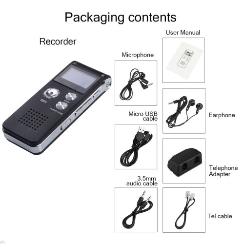 8GB Digital Voice Recorders with RJ11 Cable 2